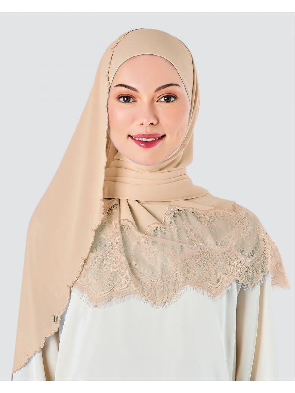 JULIA LACE EMBROIDERED SHAWL - BISCUITS