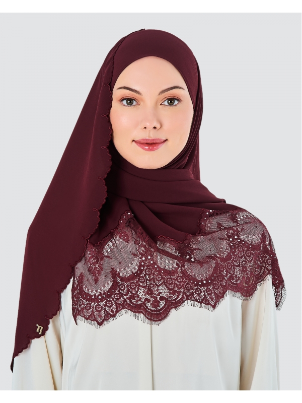 JULIA LACE EMBROIDERED SHAWL - RIO RED