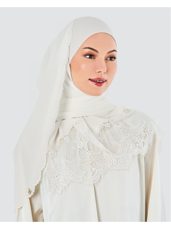 JULIA LACE EMBROIDERED SHAWL - SNOW