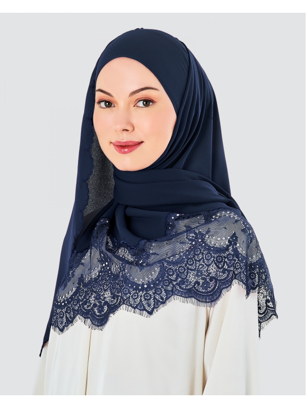 JULIA LACE EMBROIDERED SHAWL - TWILIGHT BLUE