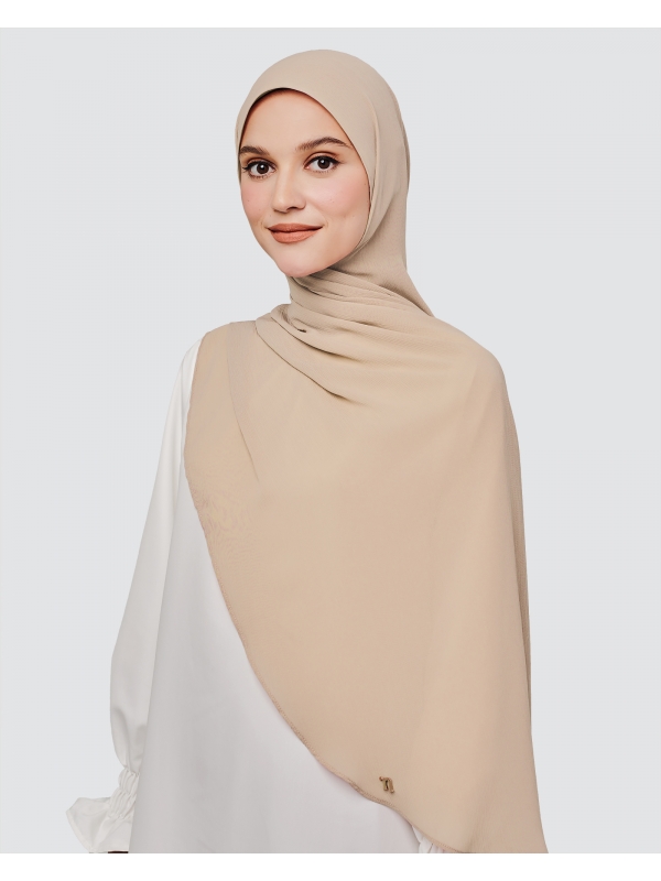 LINIA LINE CHIFFON SHAWL - POWDERY SOFT BROWN