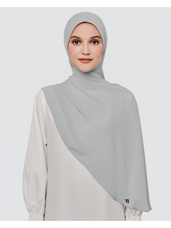 LINIA LINE CHIFFON SHAWL - VERY LIGHT GREY-CYAN