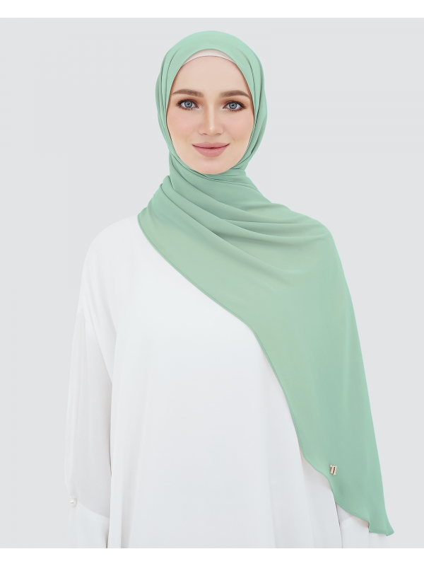 LONG CHIFFON SHAWL - DUSTY GREEN