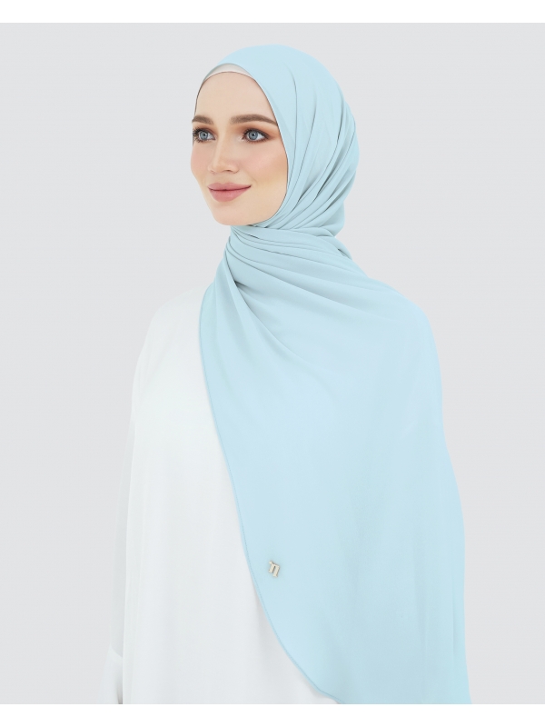 LONG CHIFFON SHAWL - ICE BLUE