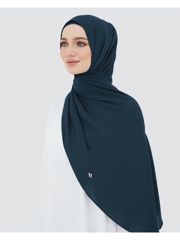 LONG CHIFFON SHAWL - NAVY BLUE