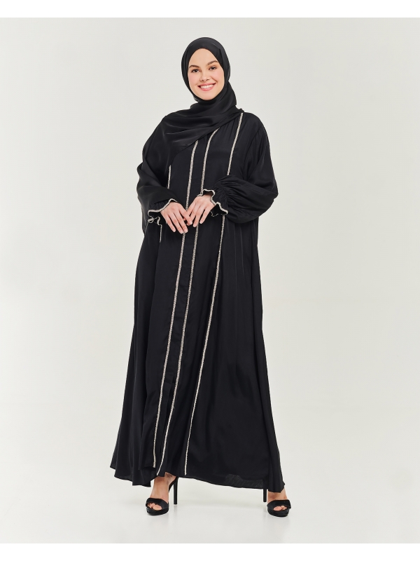 NAIRA EMBELLISHED ABAYA - BLACK