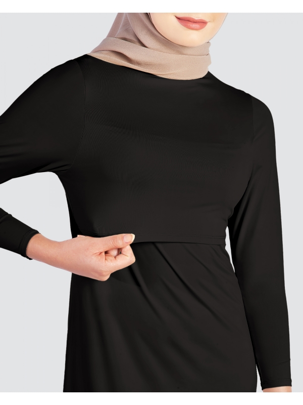 NWEAR LONG SLEEVE DRESS - BLACK