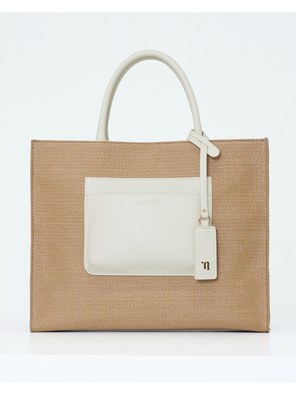 RAFFIA TOTE BAG - BEIGE