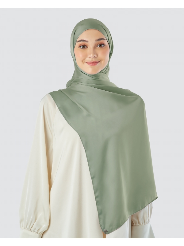 SWARA SATIN SHAWL - ASH GREEN