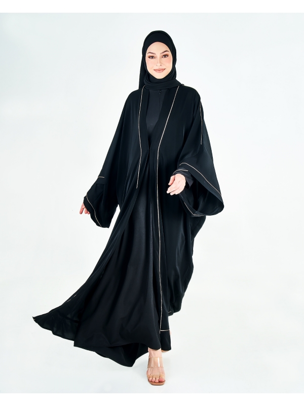 AALISHA CARDIGAN ABAYA - BLACK