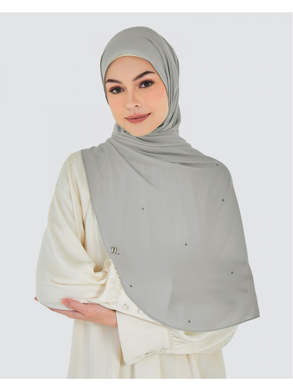 LADY ANNA CRYSTAL CHIFFON SHAWL - GREY