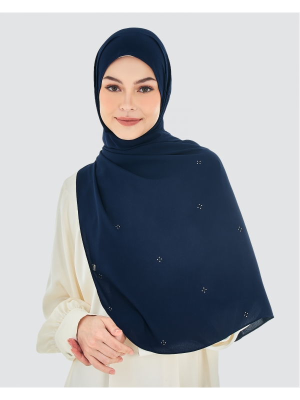 LADY ANNA CRYSTAL CHIFFON SHAWL - MIDNIGHT BLUE