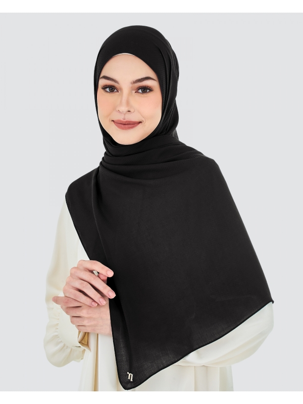 RANIA TEXTURED RAYON SHAWL - BLACK