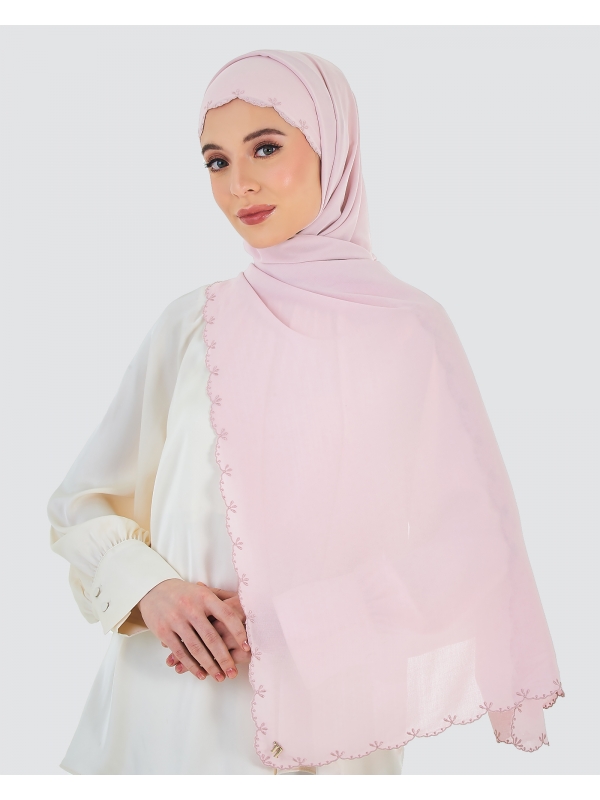 SALEHA EMBROIDERED SHAWL - COTTON CANDY