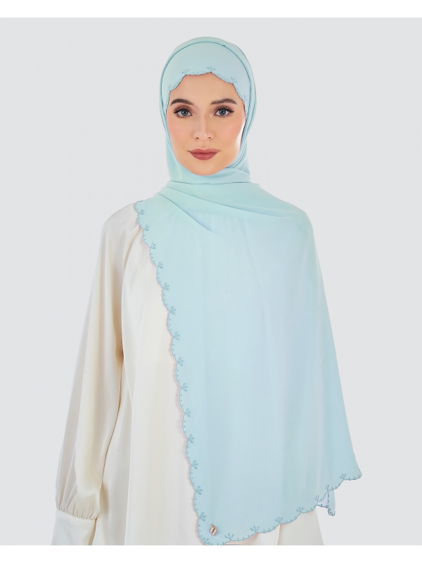 SALEHA EMBROIDERED SHAWL - BABY BLUE