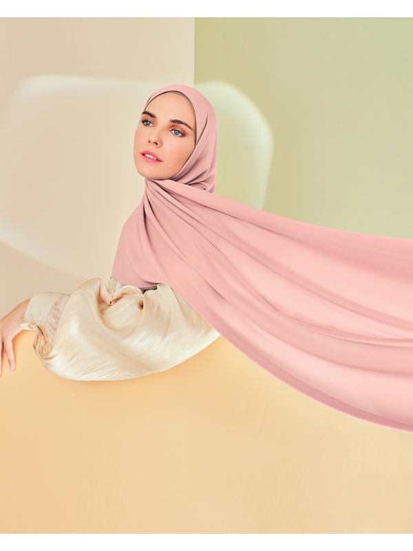 LONG CHIFFON SHAWL - ROSE BLUSH