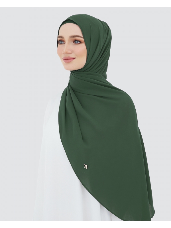 LONG CHIFFON SHAWL - MOSS GREEN