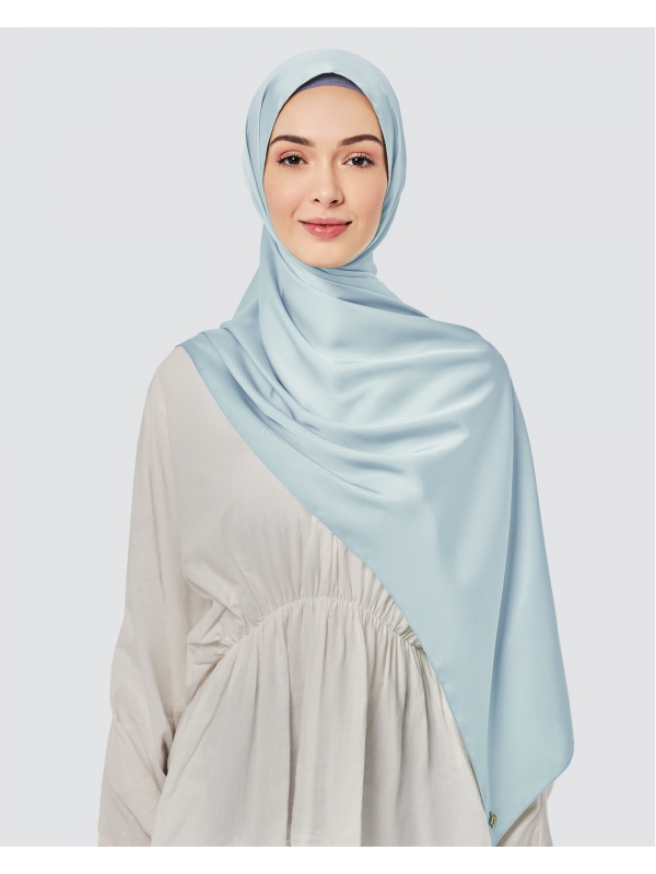 TAHIRA SATIN TWILL SHAWL - LIGHT BLUE