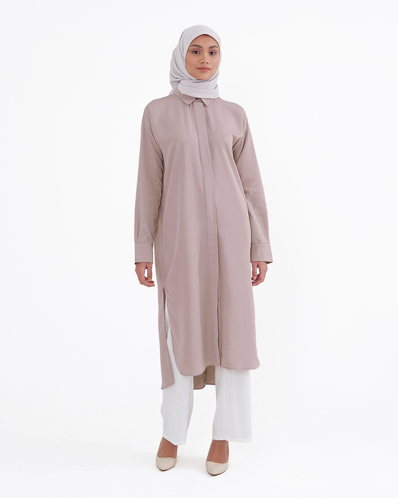 COLLARED SHIRT TUNIC - MAUVE