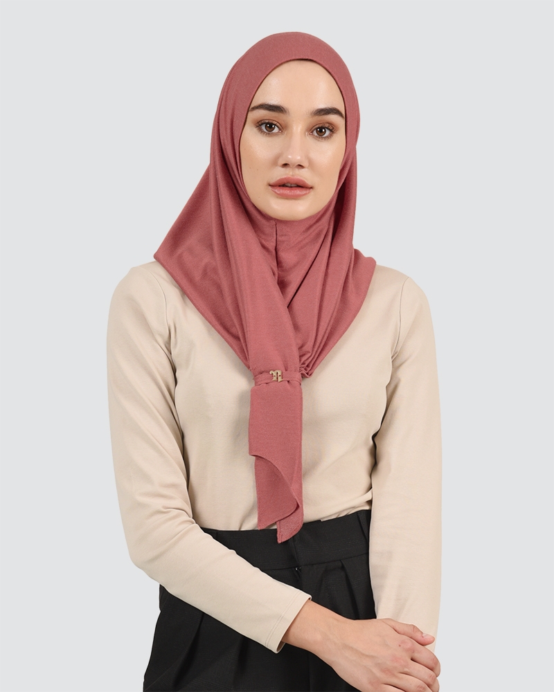 FRONT KNOT DENIM - DUSTY BRICK-RED