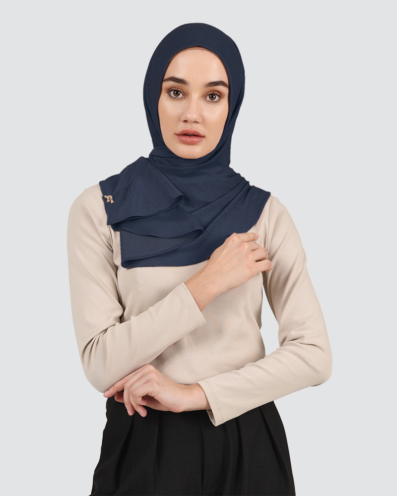 RUFFLED DENIM - DARKEST NAVY BLUE