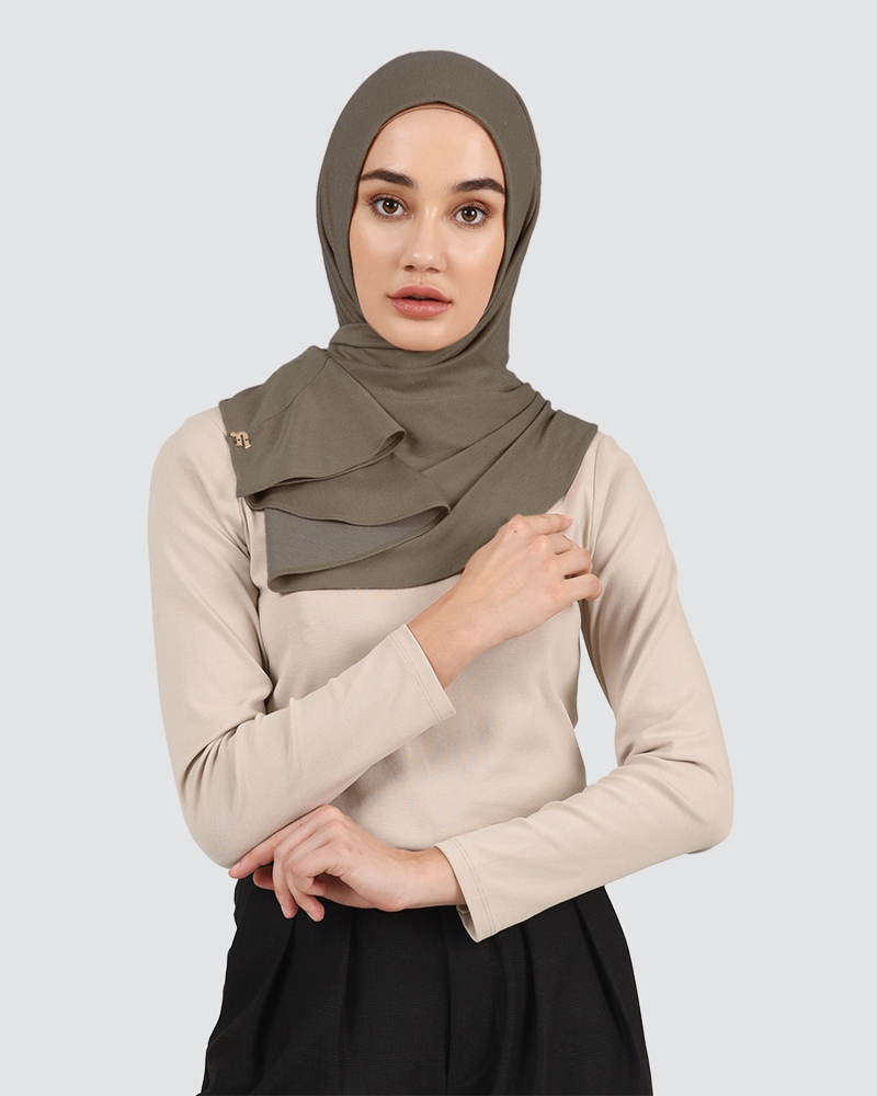 RUFFLED DENIM - DEEP GREY-OLIVE GREEN