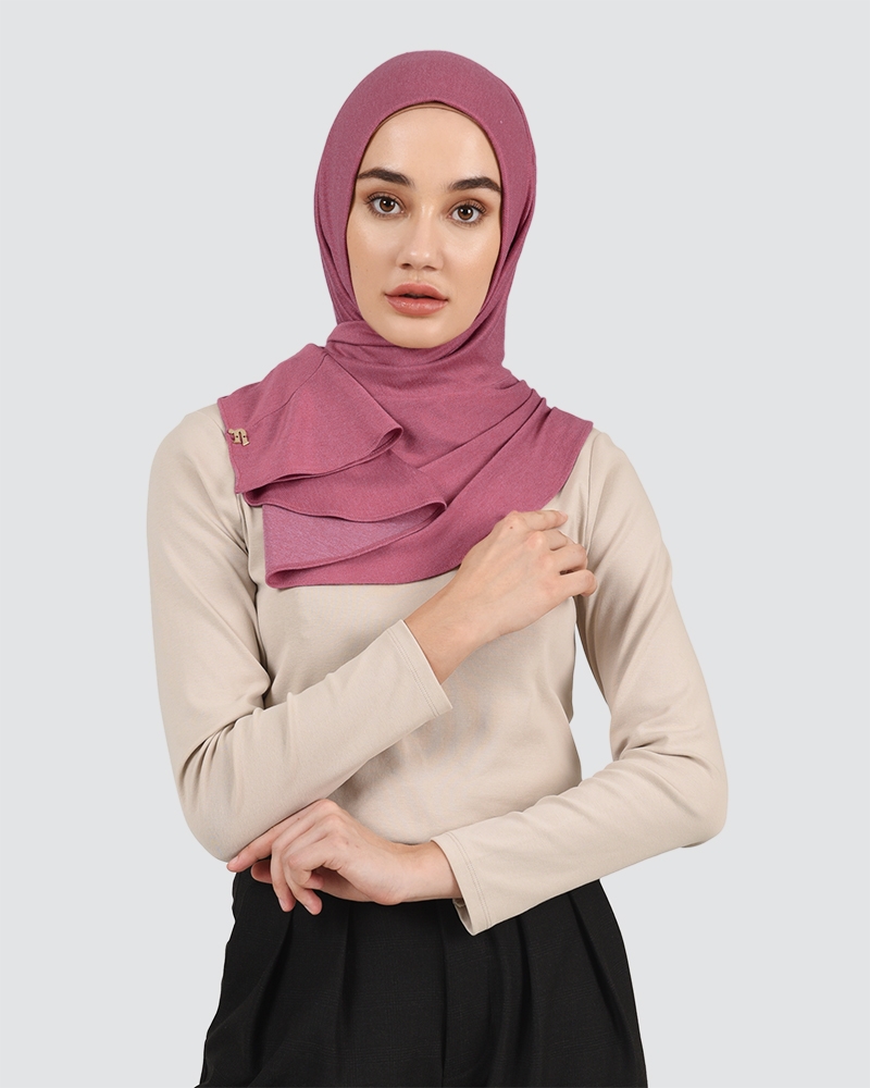 RUFFLED DENIM - DEEP ROSE MAGENTA-RED