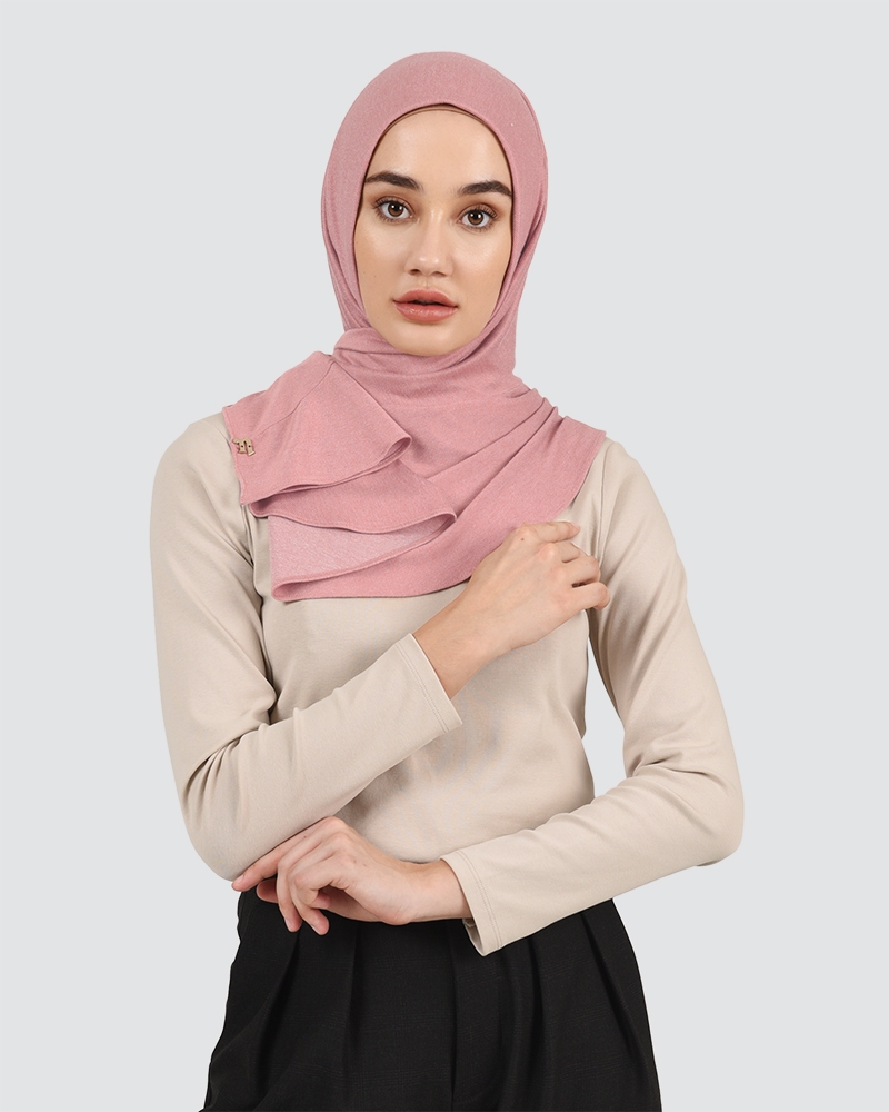 RUFFLED DENIM - DUSTY BLUSH