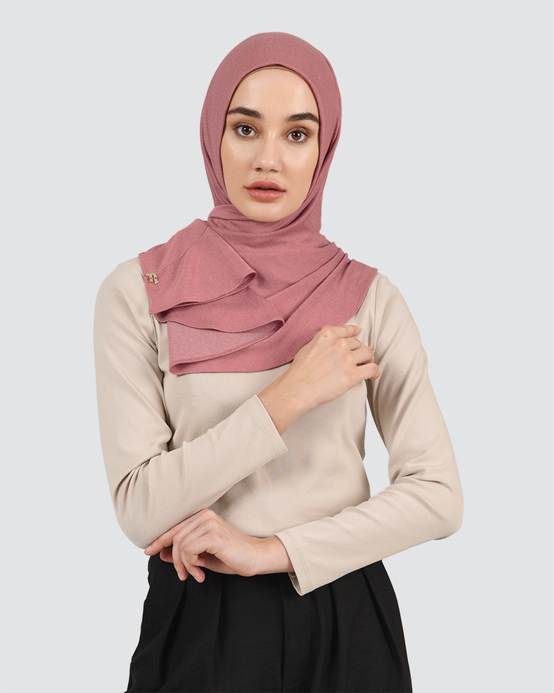 RUFFLED DENIM - DUSTY RED-PINK