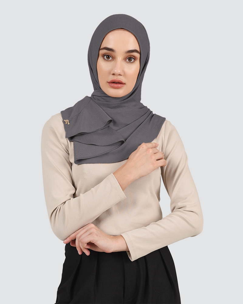 RUFFLED DENIM - MEDIUM DARK GREY