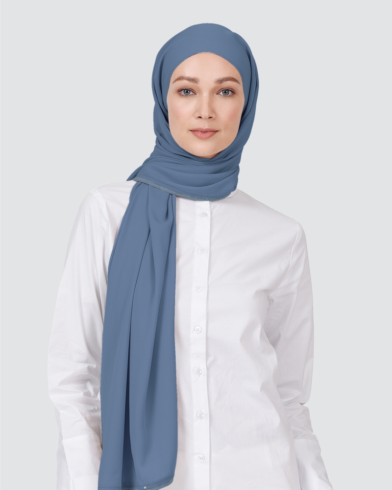 KATE PLAIN - MEDIUM DUSTY CYAN-BLUE