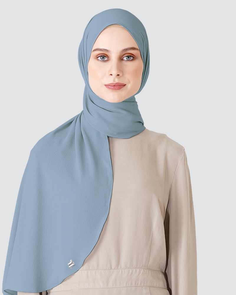 LINIA LINE CHIFFON SHAWL - DARK POWDER BLUE