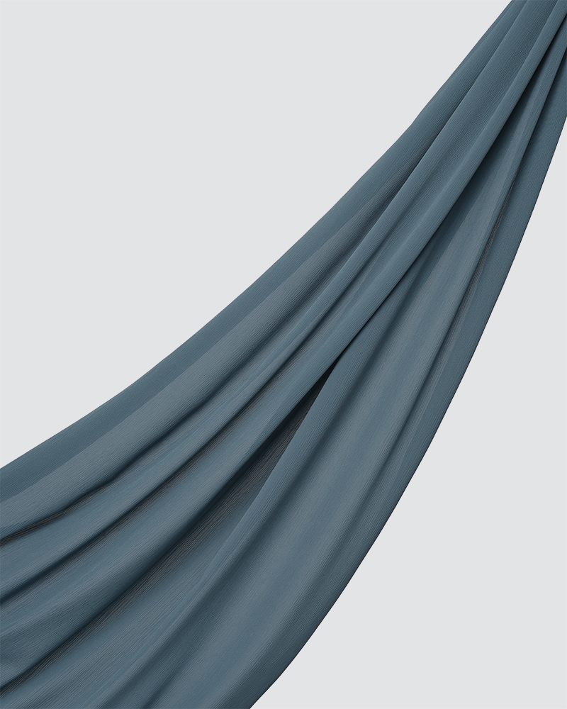 LINIA LINE CHIFFON SHAWL - MEDIUM DUSTY STEEL BLUE