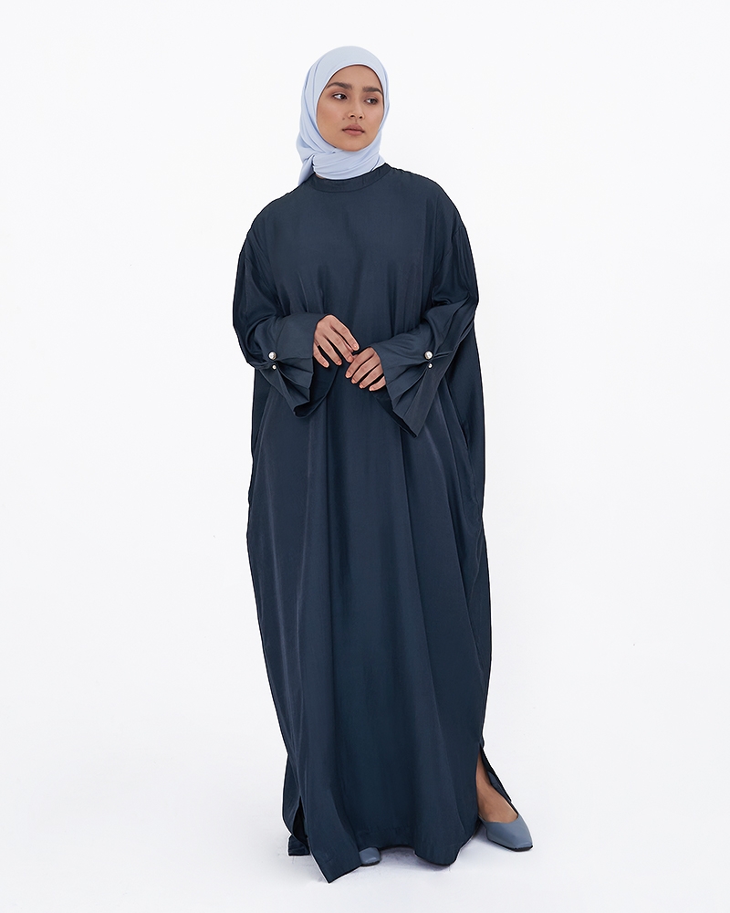 MANDARIN COLLAR DRESS - DARK BLUE