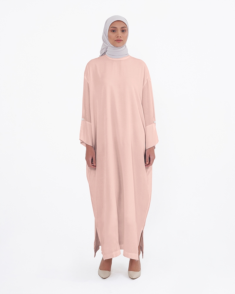 MANDARIN COLLAR DRESS - PEACH