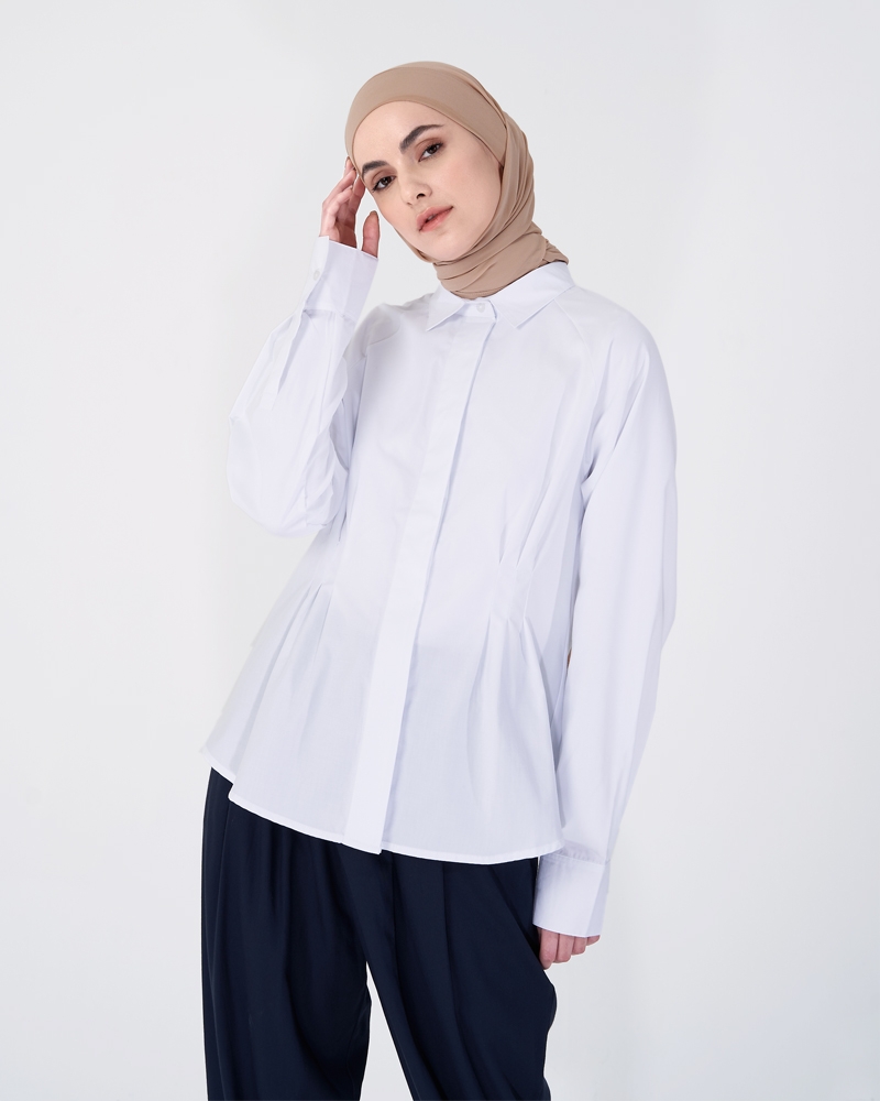 PLEATED SHIRT WHITE