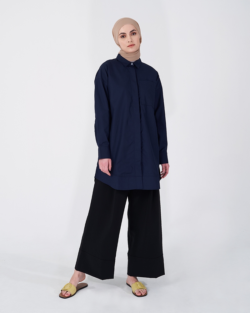 OVERSIZED SHIRT SMOKEY DARK BLUE