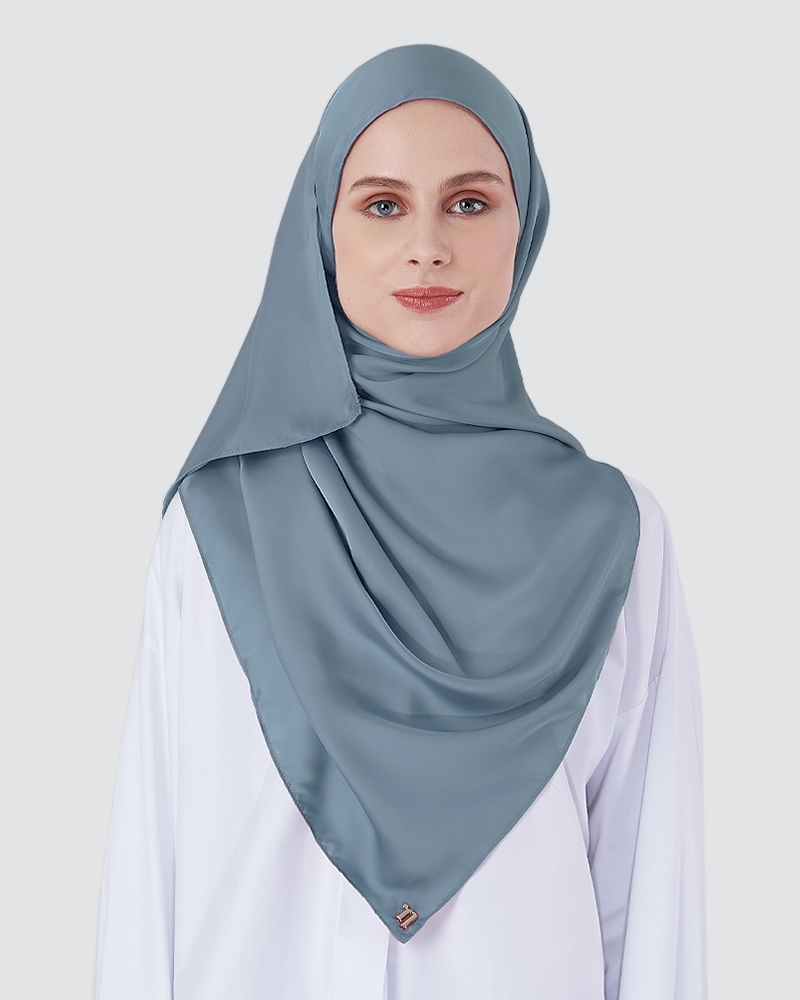 SWARA SATIN SHAWL - TEAL BLUE