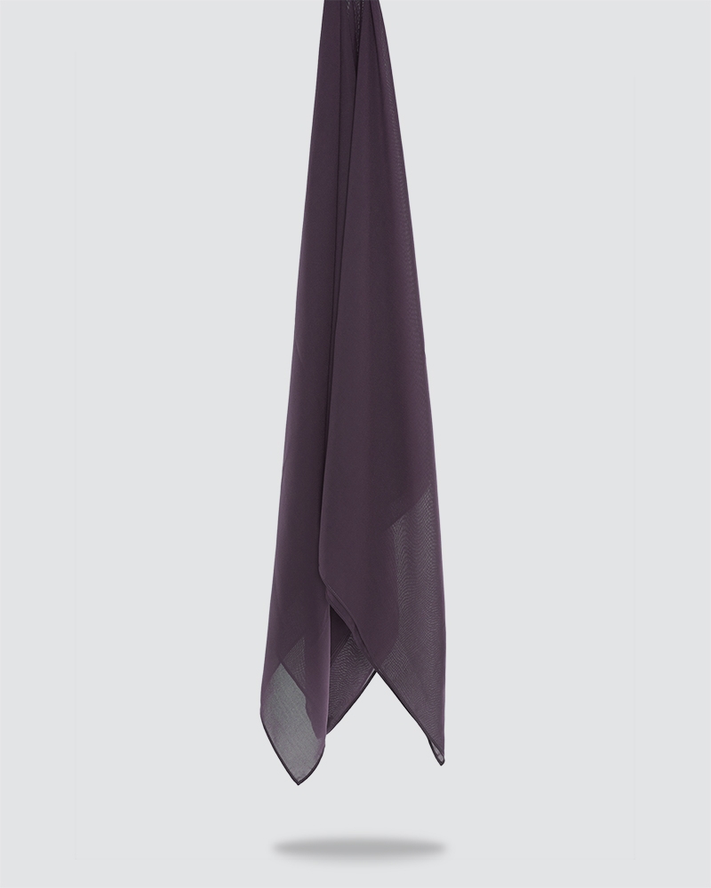 YASMINE WOOL CHIFFON SQUARE - DARK PLUM