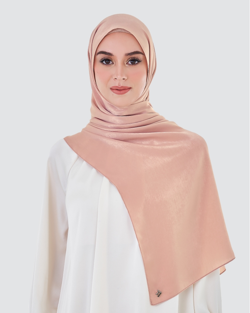 ASHA SATIN SHAWL - DUSTY PEACH