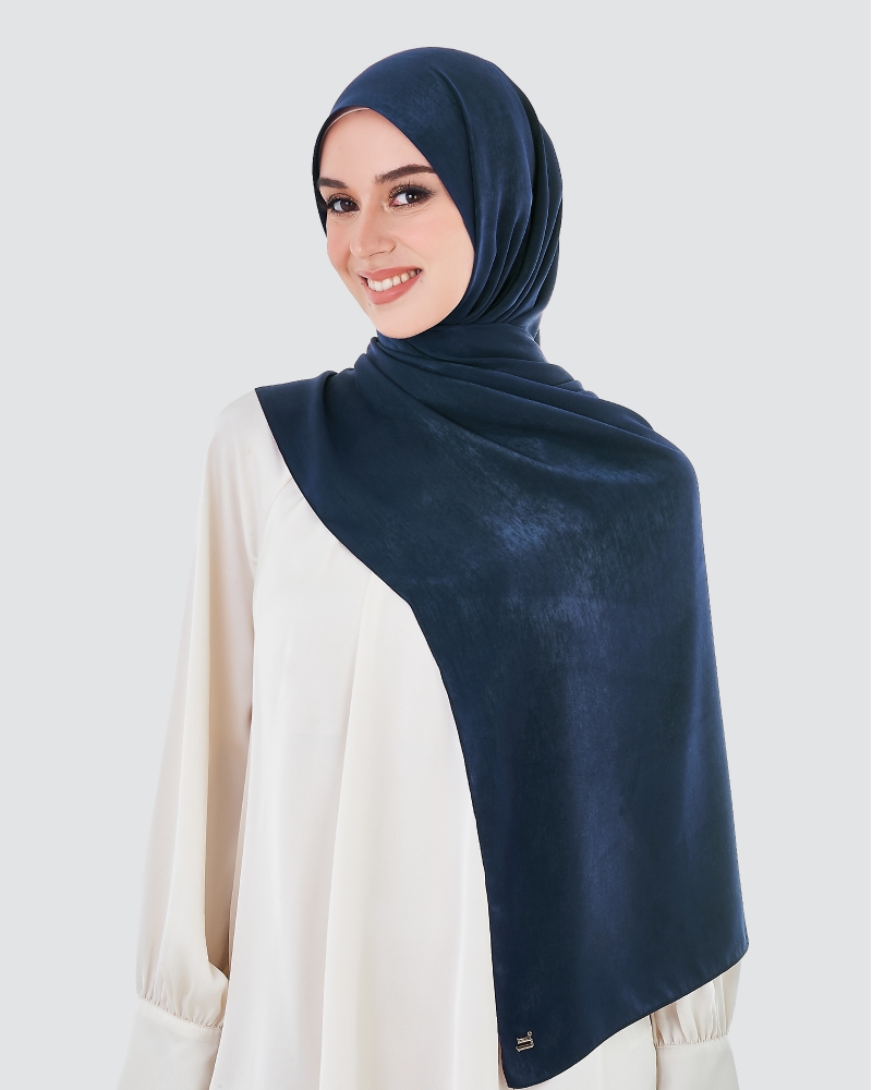 ASHA SATIN SHAWL - MIDNIGHT BLUE