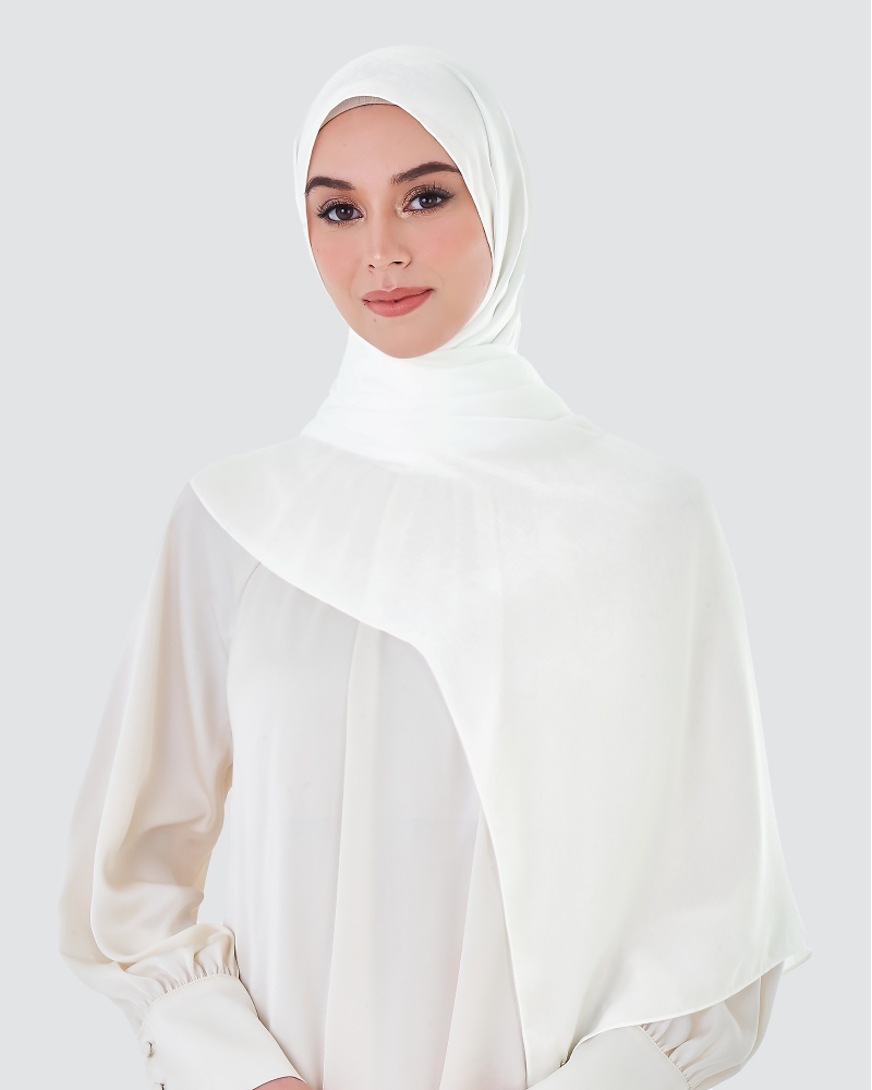 ASHA SATIN SHAWL - WHITE