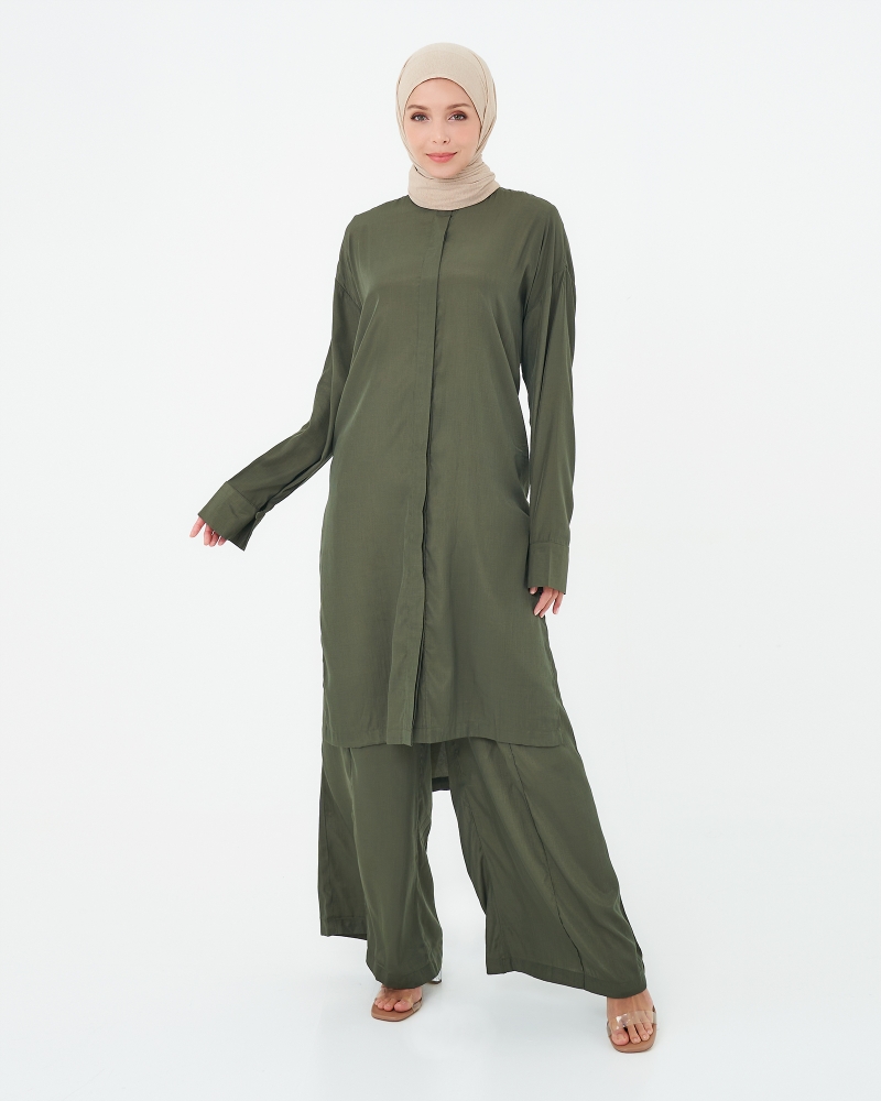 RELAXED FIT CO-ORD SET - PINE GREEN