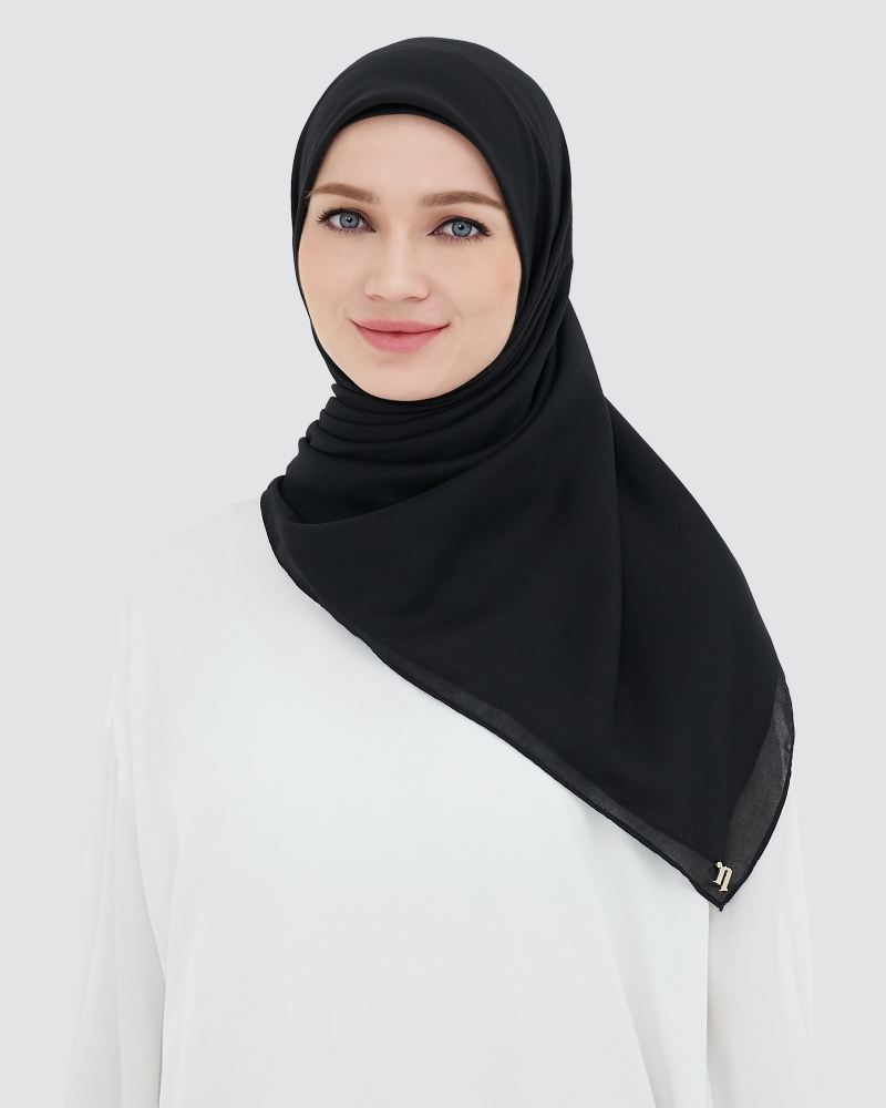 COTTON VOILE SQUARE - BLACK