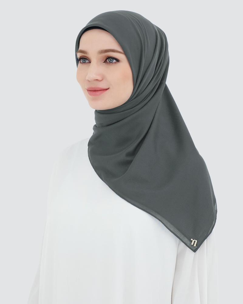 COTTON VOILE SQUARE - DARK GREY