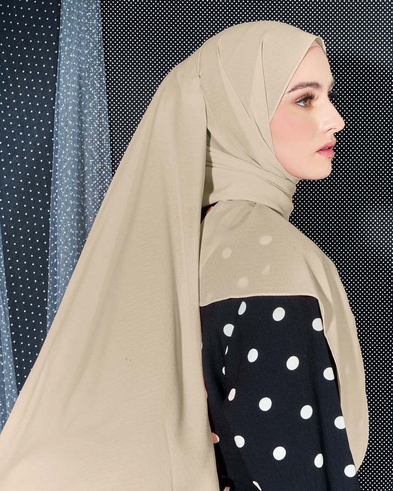 DOTTY TEXTURED CHIFFON SHAWL - FRAPPE