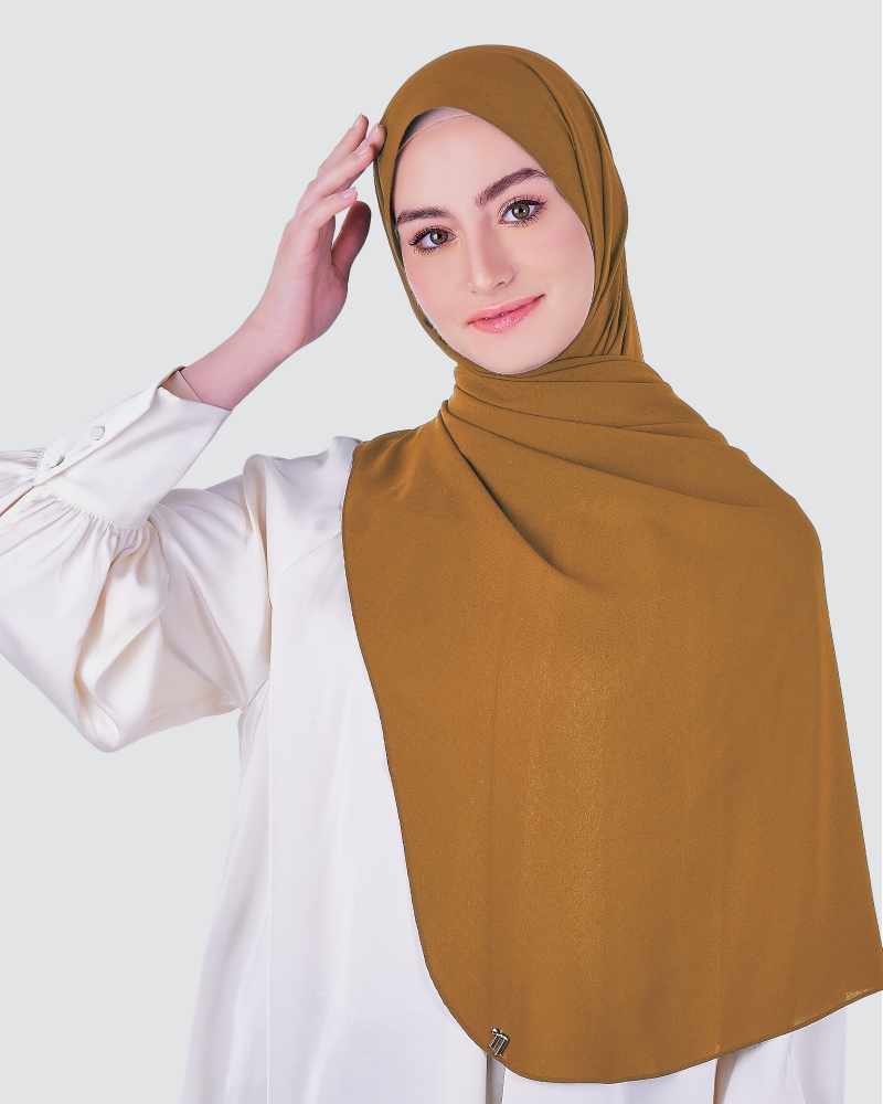 DOTTY TEXTURED CHIFFON SHAWL - MUSTARD