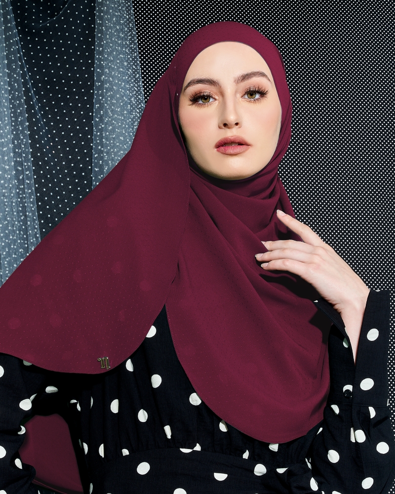 DOTTY TEXTURED CHIFFON SHAWL - RUBY RED