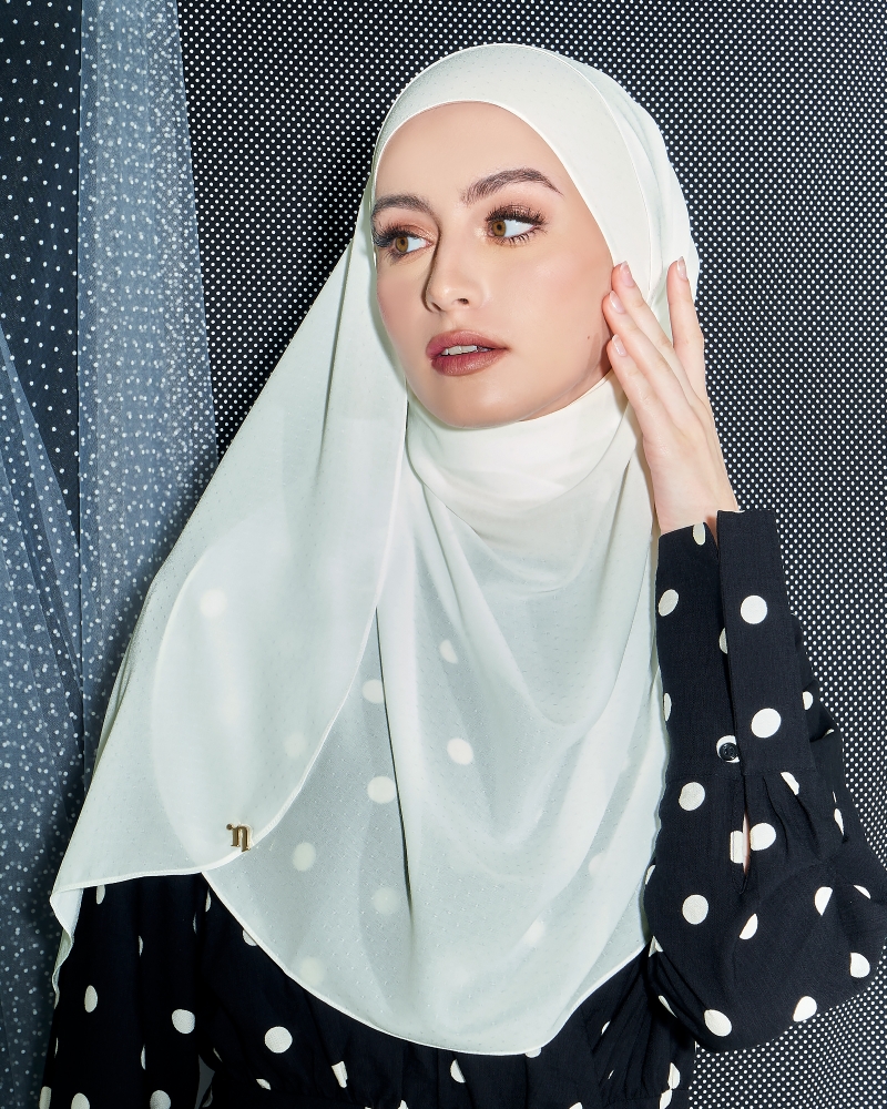 DOTTY TEXTURED CHIFFON SHAWL - WHITE