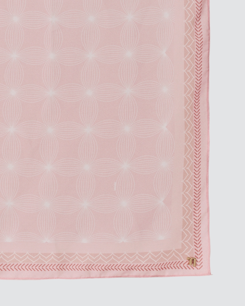 ECHO GEOMETRIC COTTON VOILE SQUARE - DUSTY PINK